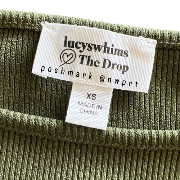 THE DROP @LucysWhims Rifle Green Crop Top Tee Padded Shoulder XS Amazon - Picture 4 of 10